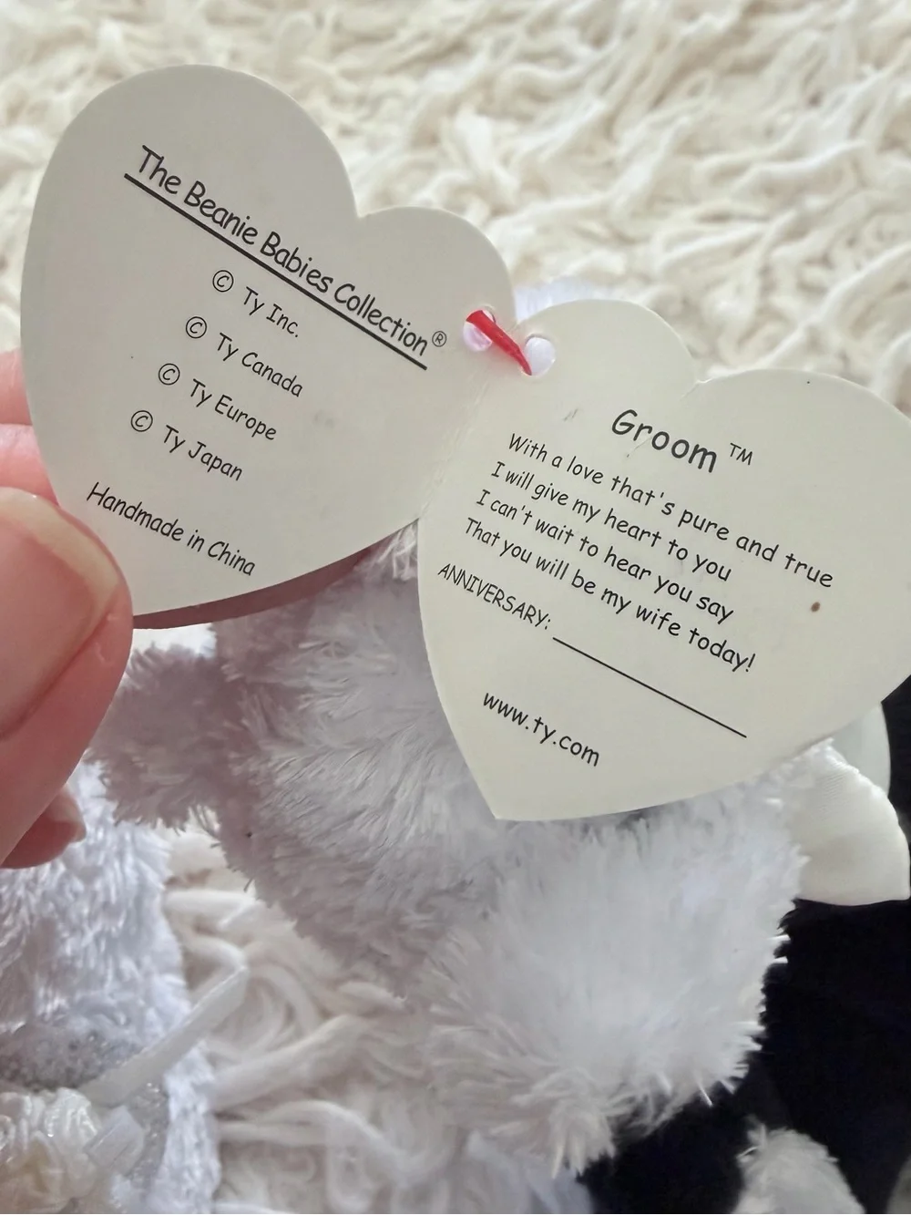 💍 Ty Plush Retired Bride and Groom Bears in White and Black (2002) - NWT